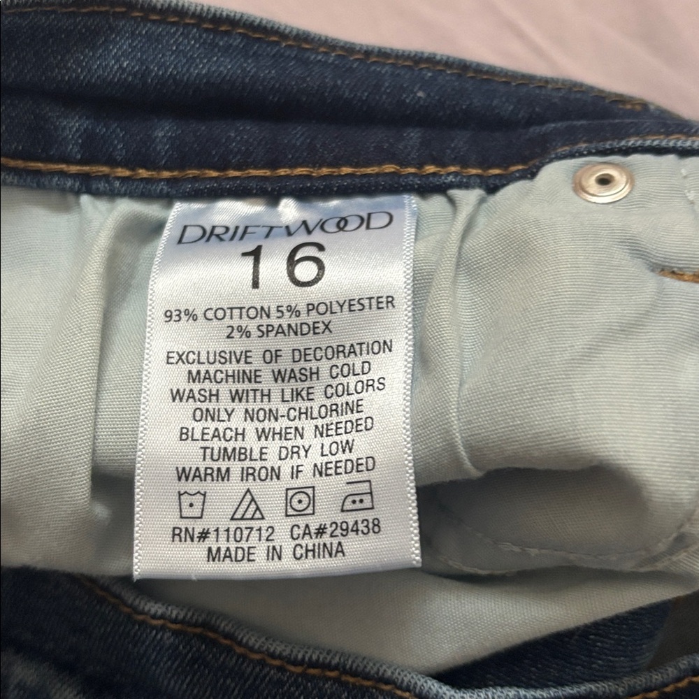 Driftwood floral embroidered front slit size 16 midi stretch denim jean skirt - Picture 5 of 9